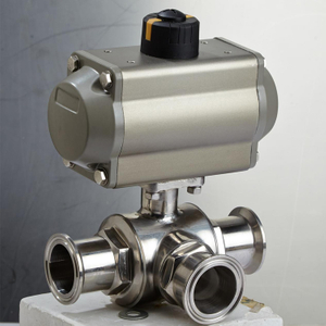 Pneumatic Sanitary 3-way Tri-clamp Ball Valve